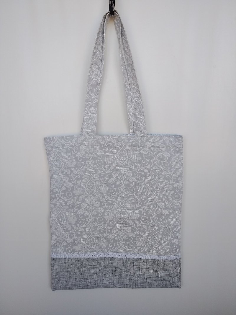Strong reusable grey tote bag, cotton canvas bag - 手提包/手提袋 - 棉．麻 银色
