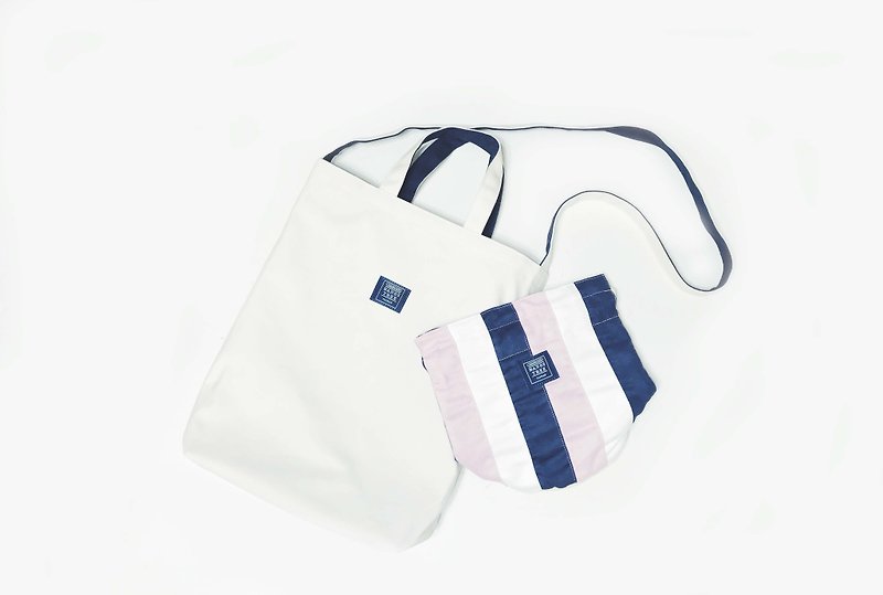 Goody Bag - 双面三用袋＋水桶包 组合优惠(可选其他配色) - 侧背包/斜挎包 - 棉．麻 白色