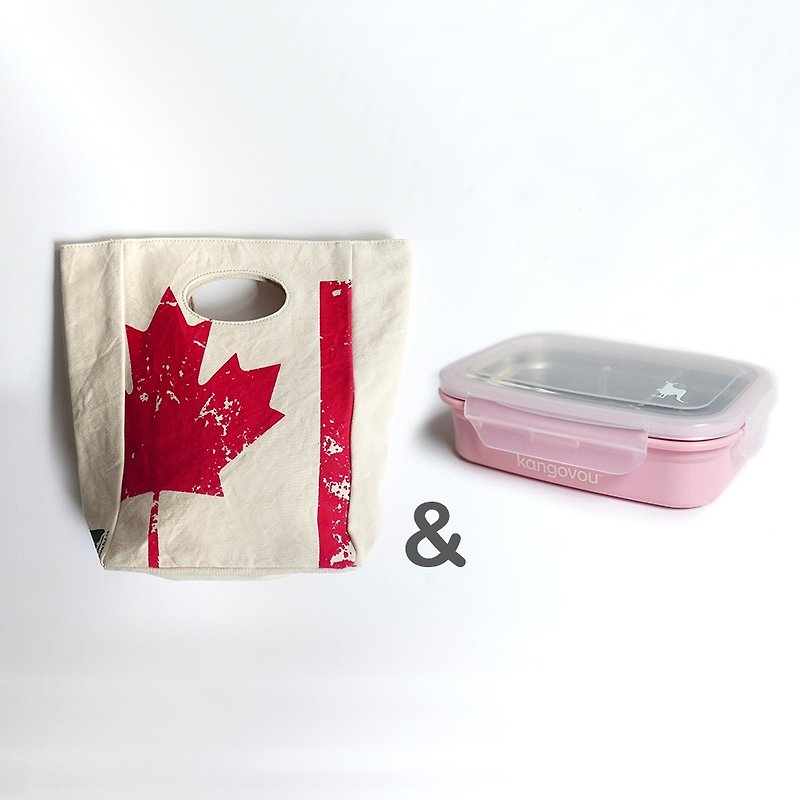 【Goody Bag】fluf-枫叶之国午餐袋+Kangovou不锈钢双层餐盒 - 手提包/手提袋 - 其他材质 