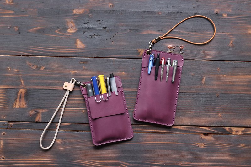 皮革医生袍笔袋│口袋型笔袋│葡萄紫 - 铅笔盒/笔袋 - 真皮 紫色