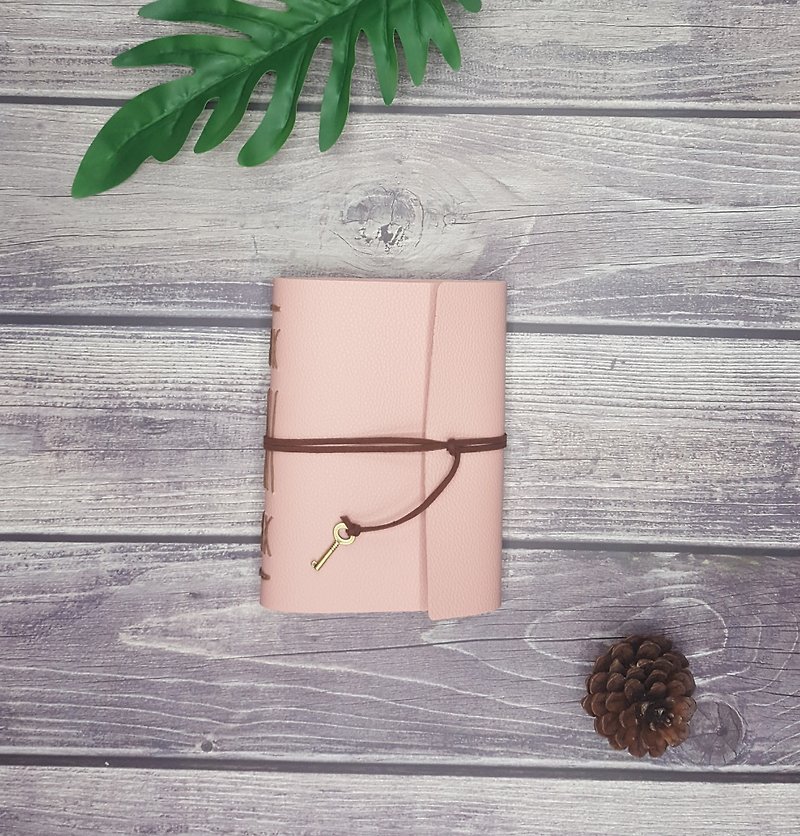 Nude Pink Journal with Brownish Stitched and Velvet Cord - 笔记本/手帐 - 人造皮革 