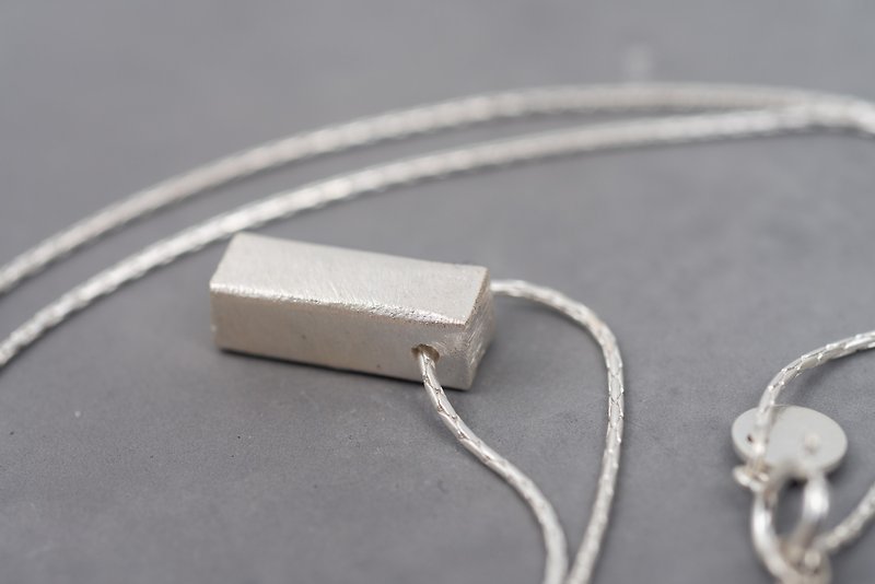 Silver rectangle bar pendant - vertical or horizontal (STN20) - 项链 - 银 银色