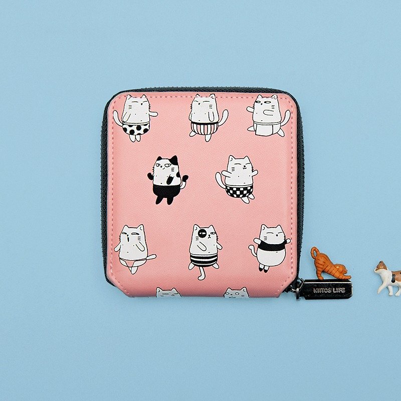 KIITOS  LIFE  动物系列短款皮革钱包--猫款 - 皮夹/钱包 - 真皮 粉红色