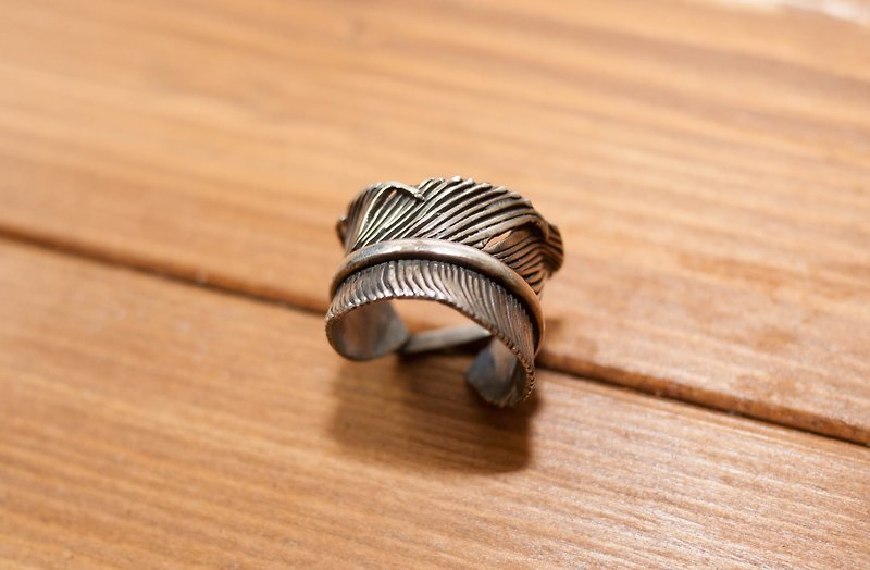 印地安手工纯银羽毛戒指 - 戒指 - 其他金属 银色
