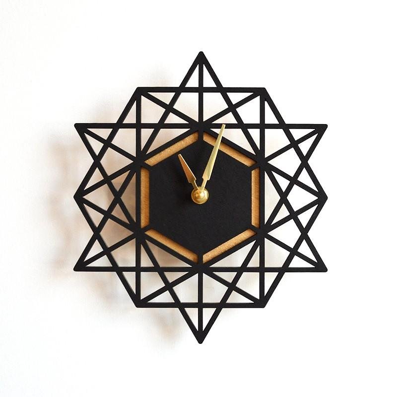 Modern Geometry モダン・ジオメトリーの掛け時計 BLACK - 时钟/闹钟 - 木头 黑色