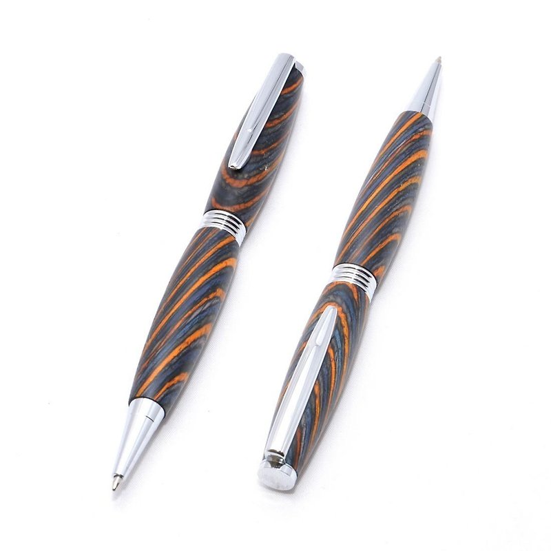 手作りの木製の回転式ボールペン（染めたハードウッドの種類；クロムのメッキ）(TP-C-CGOC) - 铅笔盒/笔袋 - 木头 蓝色
