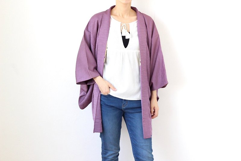 woven cloud kimono, traditional kimono, authentic kimono, haori jacket /3929 - 女装休闲/机能外套 - 丝．绢 紫色