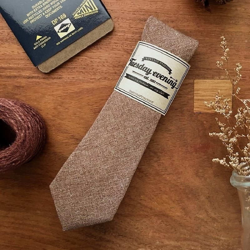 Necktie Sand Beige OS - 领带/领带夹 - 棉．麻 咖啡色