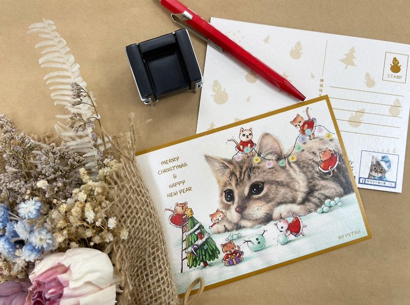 \ 假猫奴系列 /二次元与四次元猫猫圣诞祝福明信 - 卡片/明信片 - 纸 