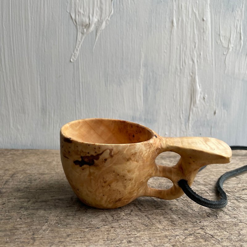 Traditional Wooden kuksa mug 120 ml Woodcarving Bushcraft Coffee Cup Original sc - 野餐垫/露营用品 - 木头 卡其色