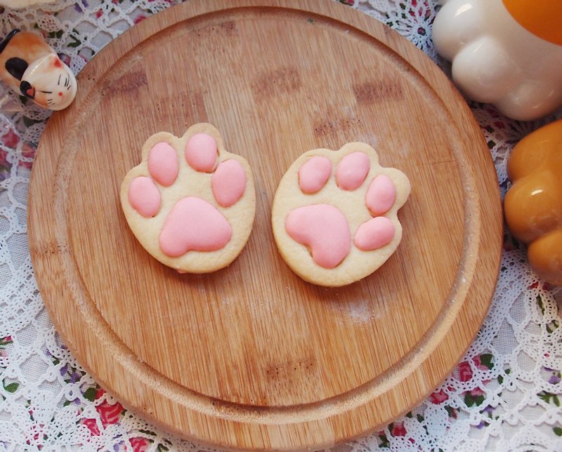 粉色猫咪肉球糖霜饼干 (20片) - 手工饼干 - 新鲜食材 