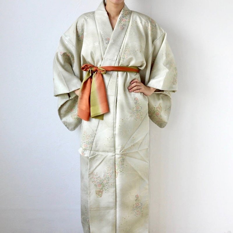 Japanese floral kimono, vintage kimono, maxi kimono, kimono outfit /1868 - 晚装/礼服 - 聚酯纤维 绿色