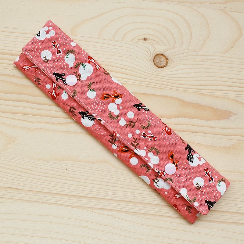 小金鱼横式筷袋餐具组/三件组 - 筷子/筷架 - 棉．麻 粉红色