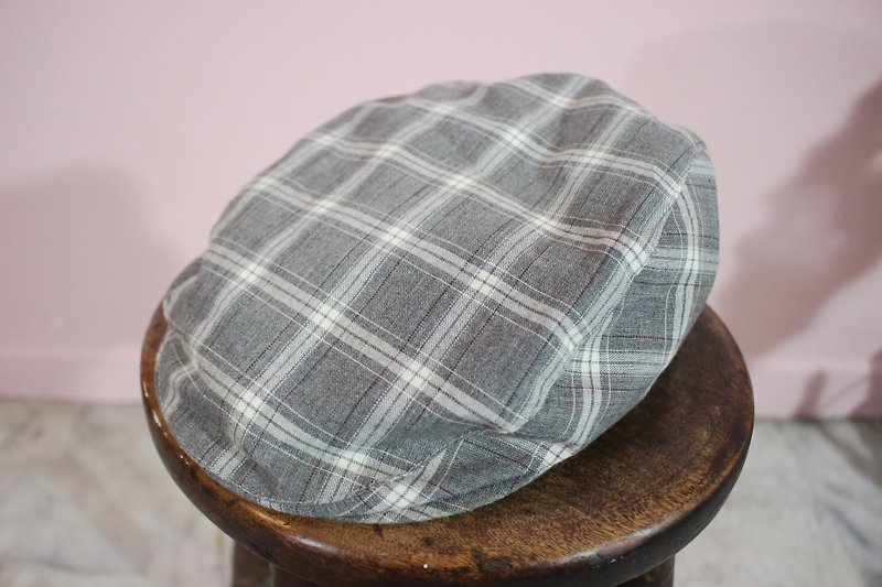 意大利制里标Flat Cap灰色白色格纹帽(Made in Italy) - 帽子 - 棉．麻 灰色