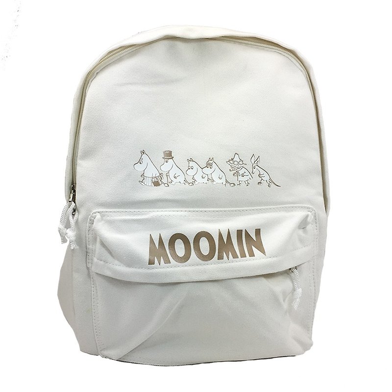 Moomin授权-新款拉链后背包(白) - 后背包/双肩包 - 棉．麻 白色
