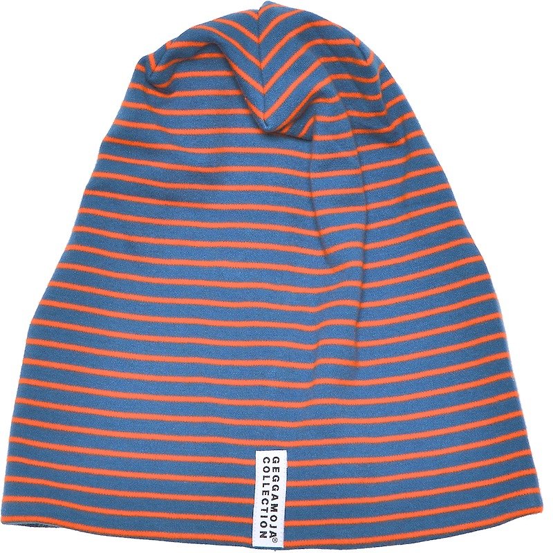 【北欧童装】瑞典有机棉帽子深灰蓝/橘【内刷绵密毛层】 - 婴儿帽/发带 - 棉．麻 橘色