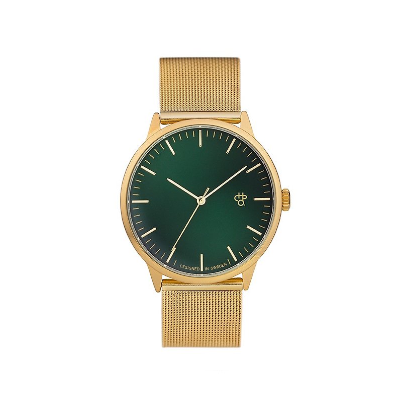 瑞典品牌 - Nando系列 金绿表盘 - 金米兰带可调式 手表 - 男表/中性表 - 不锈钢 金色