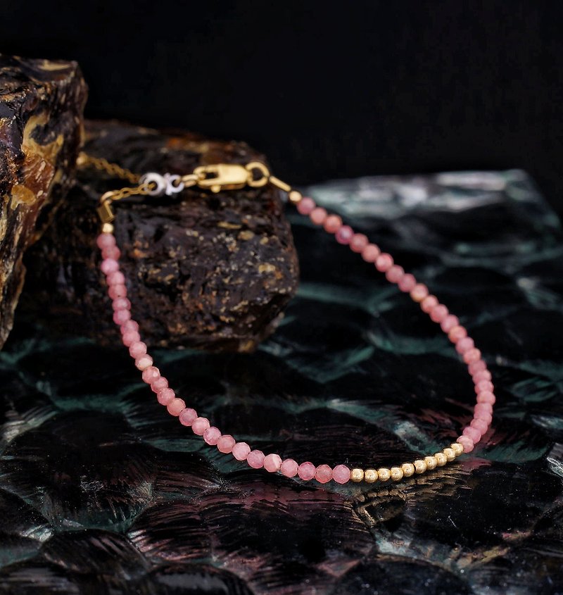 记忆合金水晶手链系列 阿根廷红纹石 14K包金 GF 手链 - 手链/手环 - 宝石 