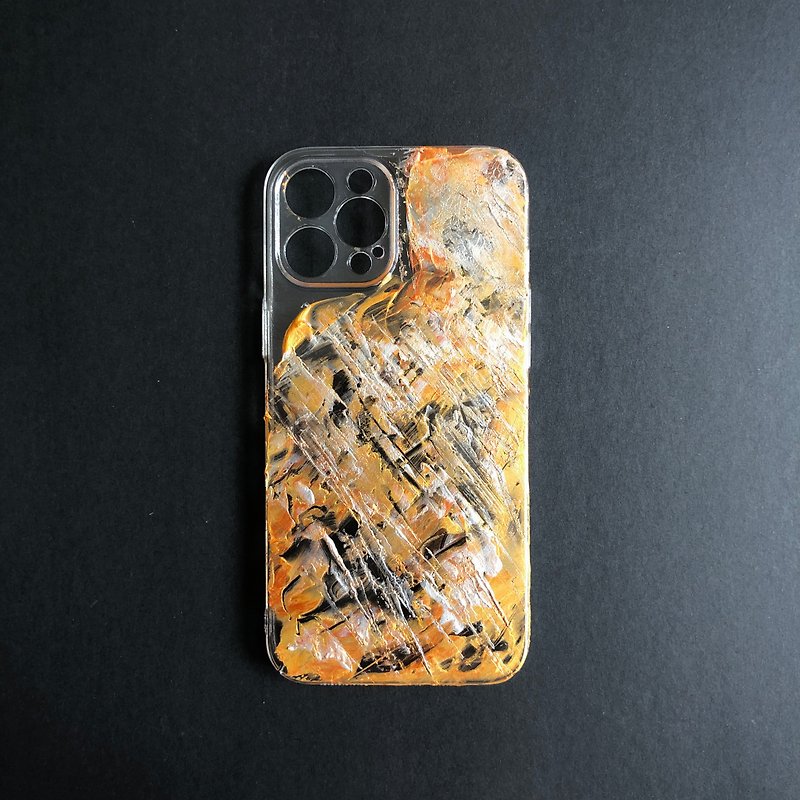 Acrylic手绘抽象艺术手机壳 | iPhone 12 Pro Max | Gold Scratch - 其他 - 压克力 金色