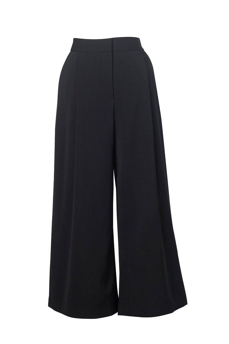 设计师款 六分宽口裤 - 女装长裤 - 聚酯纤维 黑色