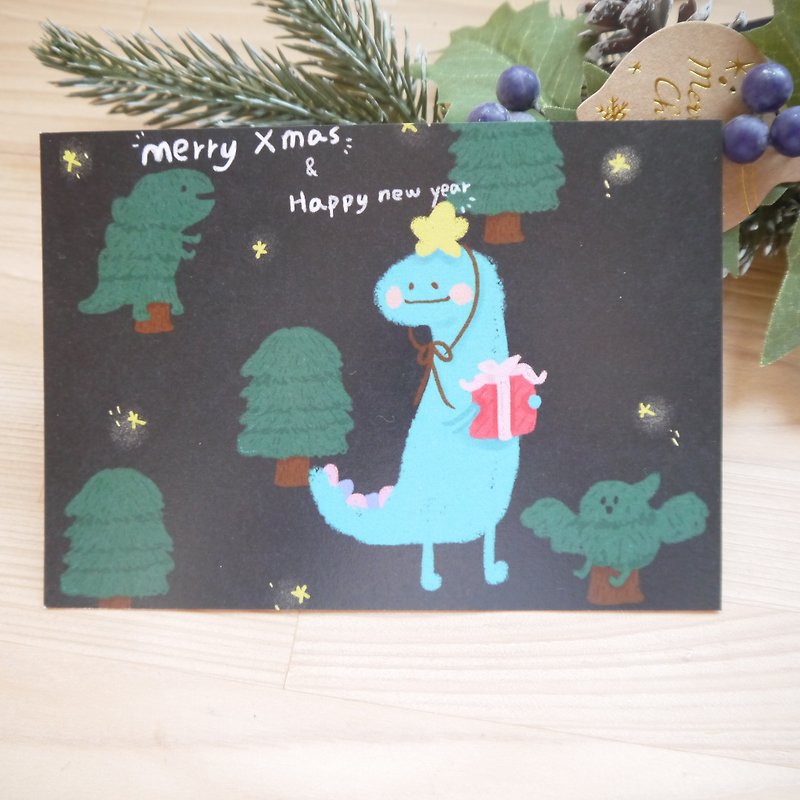 圣诞卡片 / 恐龙森林 - 卡片/明信片 - 纸 黑色