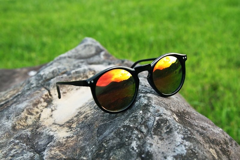 太阳眼镜│黑色框│桥色反光镜片│复古墨镜│2is AngusA5 - 眼镜/眼镜框 - 塑料 橘色