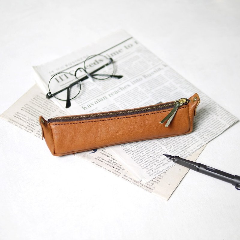 手工缝线  植鞣牛皮拉链笔袋Made  by HANDIIN - 铅笔盒/笔袋 - 真皮 