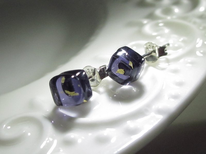×| 金箔系列 |× 琉璃耳环- STX紫罗兰-[]型 - 耳环/耳夹 - 玻璃 紫色