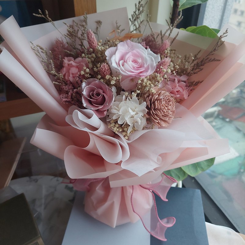 情人节最爱玫瑰花束 - 干燥花/捧花 - 植物．花 粉红色