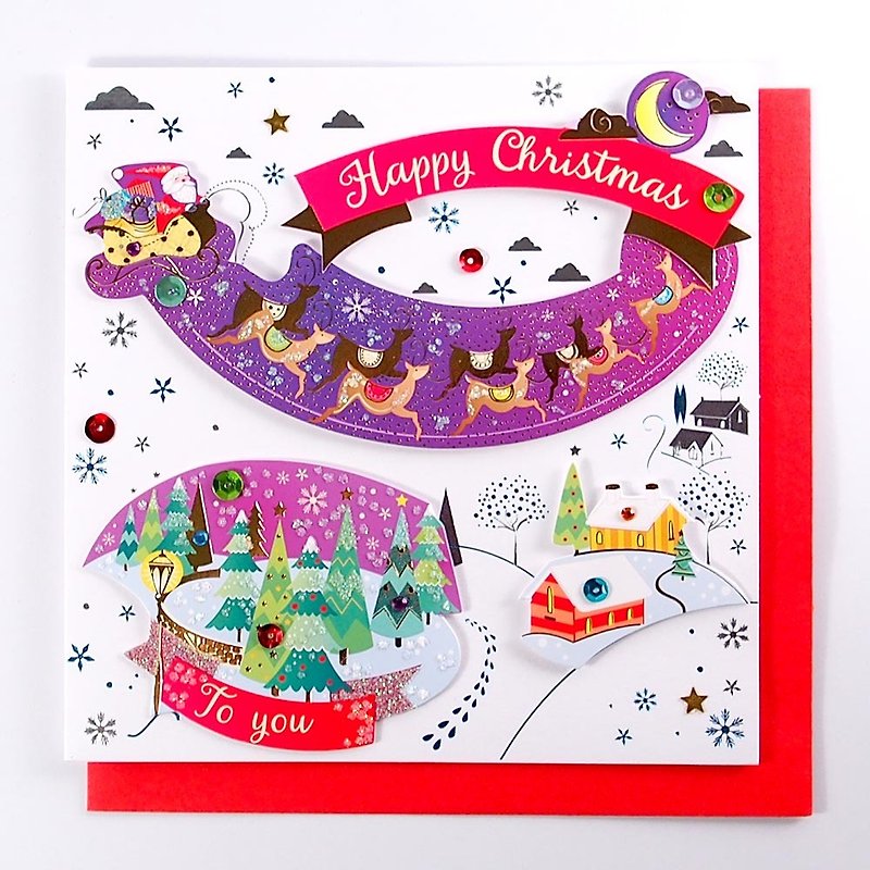 圣诞夜晚这天好美 耶诞卡片 【Ling Design TP-卡片 圣诞节系列】 - 卡片/明信片 - 纸 多色