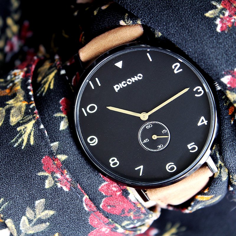 【PICONO】SPY S 系列 真皮表带手表  / YS-7201 - 男表/中性表 - 不锈钢 黑色