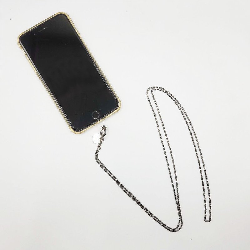 スマホロングチェーンストラップ　シルバー - 挂绳/吊绳 - 纯银 黑色