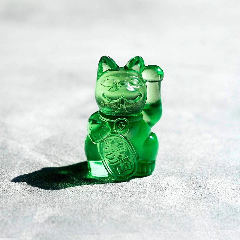 3cm 招财猫巴夫-透明绿 - 摆饰 - 树脂 