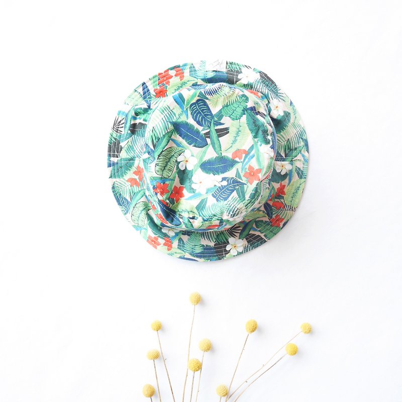 夏日双面渔夫帽系列 | gogo 夏威夷 - 帽子 - 棉．麻 绿色
