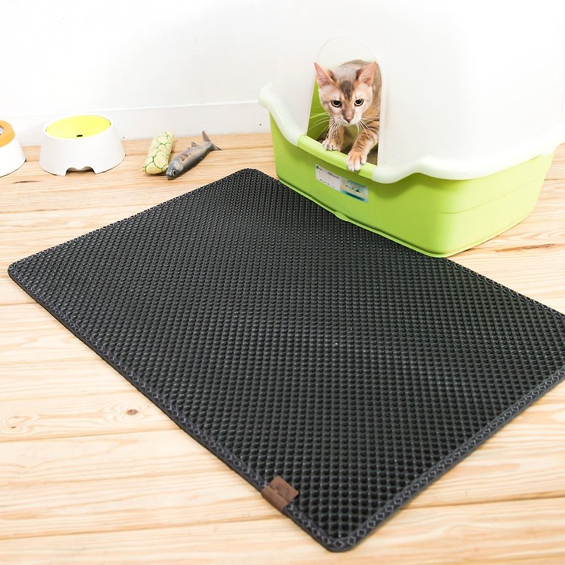 专利双层设计减少猫砂的落猫砂垫-巨无霸长方形(黑色) 约90x65cm - 猫砂/猫砂垫 - 塑料 黑色