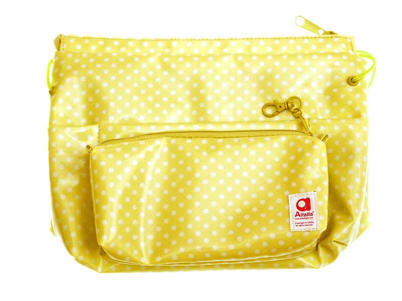 波点杂物收纳袋(黃色) - 化妆包/杂物包 - 塑料 