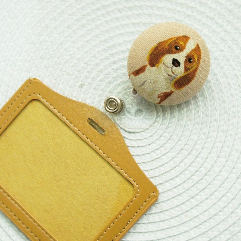 Lovely【日本布】可卡犬伸缩扣环 +卡套、悠游卡、证件套 - 证件套/卡套 - 棉．麻 卡其色