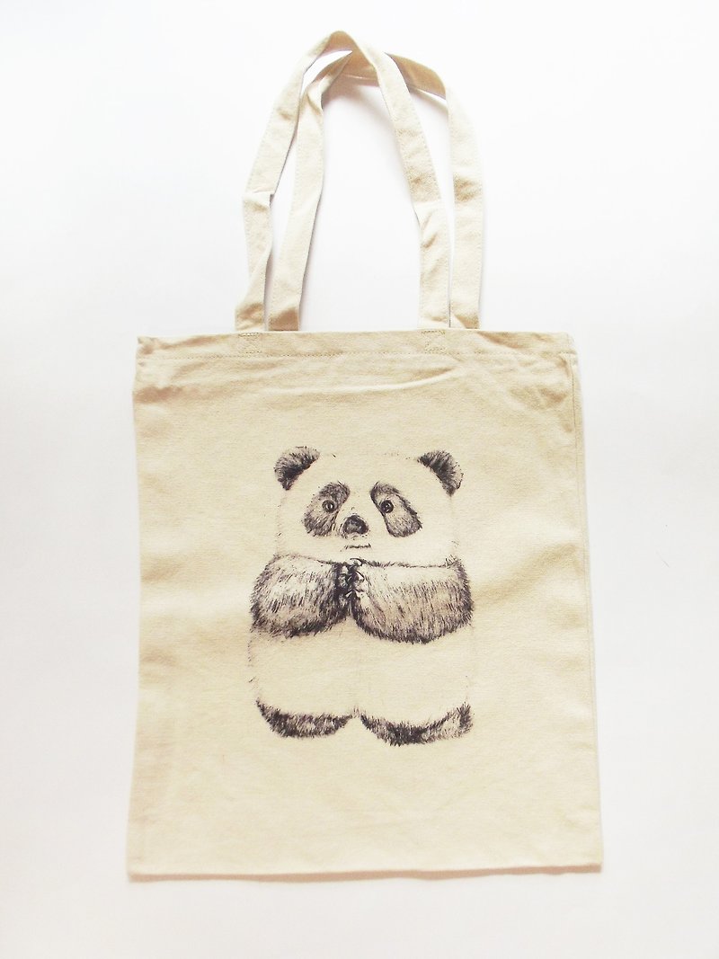 熊猫的祈祷--环保提袋 - 手提包/手提袋 - 棉．麻 白色