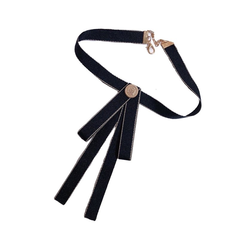 Bow Tie Women Black - 项链 - 棉．麻 黑色