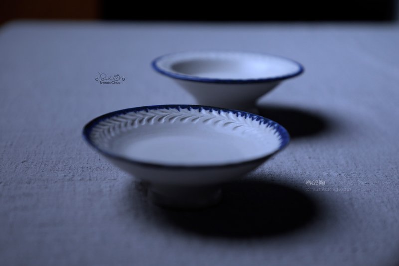 春郎陶-小麦刻纹高台10.5cm - 盘子/餐盘/盘架 - 瓷 