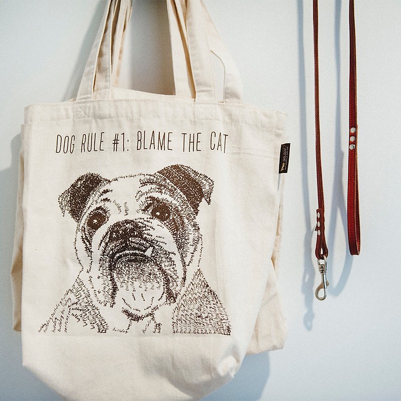 宠物环保帆布袋 英国斗牛犬BULLDOG 购物袋 手提袋 - 手提包/手提袋 - 环保材料 