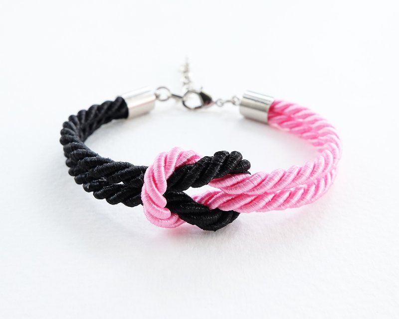 Pink/Black knot bracelet - 手链/手环 - 其他材质 粉红色