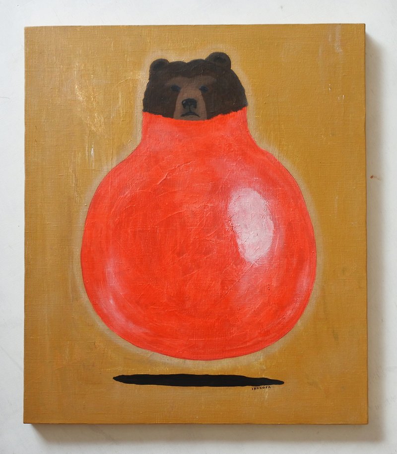 【IROSOCA】風船で弾む熊　キャンバス絵画　F10サイズ原画 - 海报/装饰画/版画 - 其他材质 红色