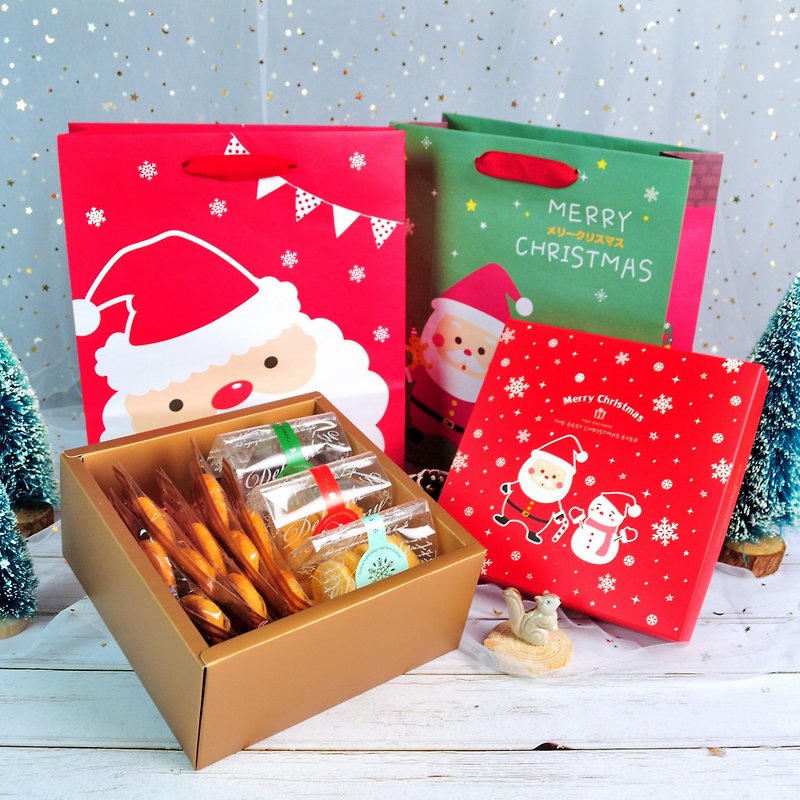 【圣诞礼物】小雪人礼盒(附提袋)/蝴蝶酥手工饼干巧克力/交换礼物 - 手工饼干 - 新鲜食材 