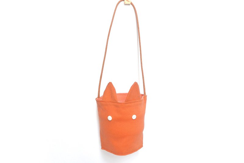 兔耳朵环保杯套- 橘 - 随行杯提袋/水壶袋 - 棉．麻 橘色