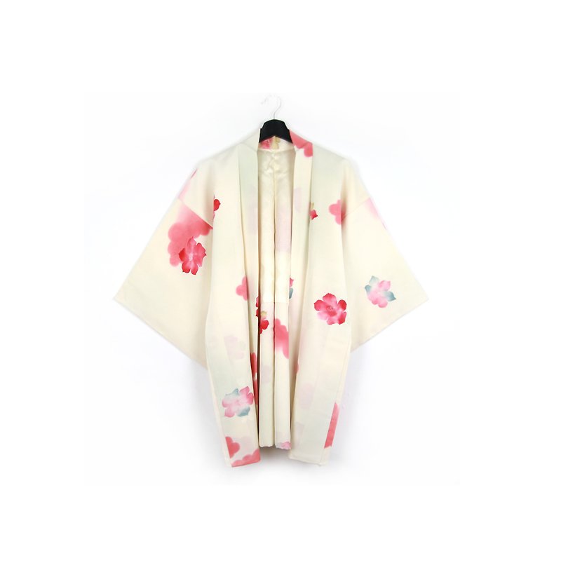 Back to Green-日本带回羽织 水彩感 花卉 /vintage kimono - 女装休闲/机能外套 - 丝．绢 