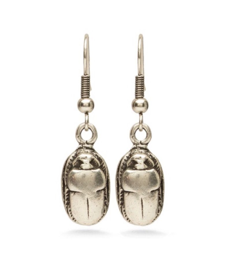 古埃及圣甲虫耳环 - 耳环/耳夹 - 其他金属 银色