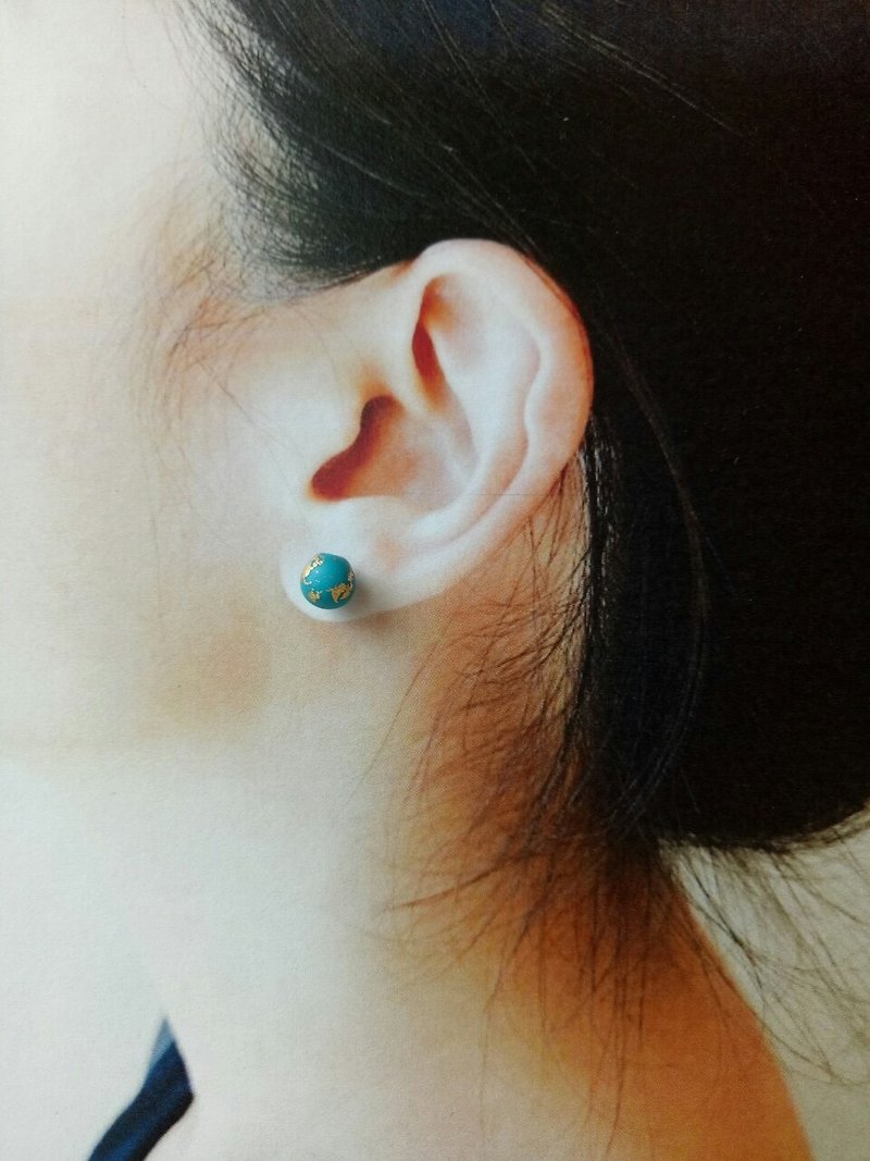 金箔软陶耳针 (6.5-7.5mm四色可选) - 耳环/耳夹 - 陶 多色
