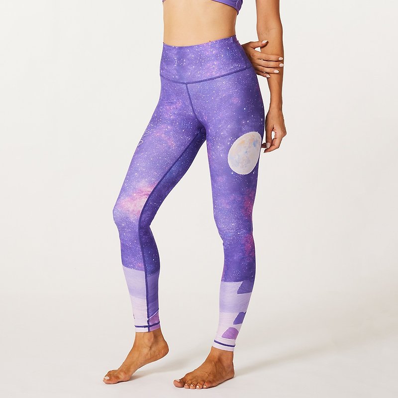 SILVERWIND旅途系列 星际印花中高腰提臀收腹运动健身瑜伽裤 - 女装运动裤 - 环保材料 紫色