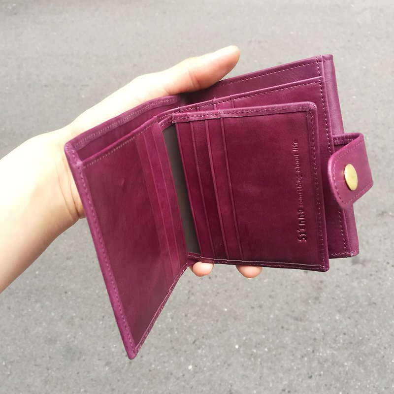 Sienna真皮大容量短皮夹 - 皮夹/钱包 - 真皮 紫色